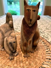 Vintage Marsha McCarthy Cat Bookends PAIR 8.5 x5 and 7x6 inches