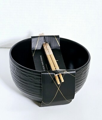 NICOLE MILLER Ceramic Black Noodle Bowl Rice Ramen Black Sushi