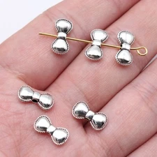 50pcs 12x6mm Tibetan Silver Alloy Charm bowknot Beads