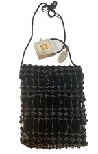 DIVINE Black Beaded Evening Bag Purse New Old Stock With Tags