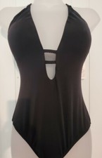 NWT Brand New - Cole Of California Black Scoop Black One Piece Swim Suit Size 10