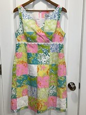 Lilly Pulitzer Sleeveless Tank Dress Patchwork Design Women  s Size 10