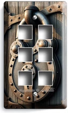 LIGHT SWITCH OUTLET WALL PLATE RUSTIC COUNTRY HEAVY DUTY BARN LOCK WESTERN DECOR