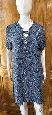 Women’s Old Navy Blue Paisley Short Sleeve Dress Size Medium