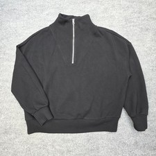 Varley Hawley Half Zip Sweat Womens M Black Double Soft Shirt Loungewear Travel