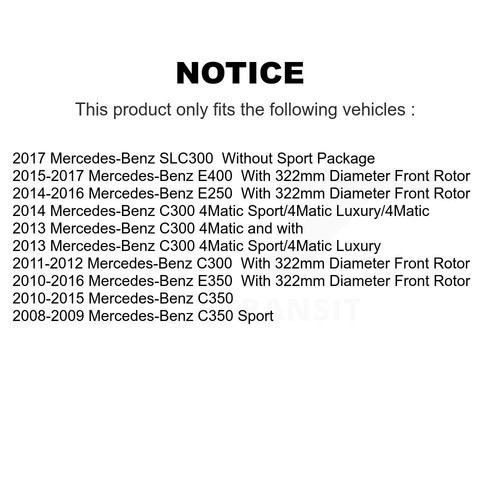 Coated Brake Rotors Semi-Metallic Pad Front Kit For Mercedes-Benz C300 E350 C350 - Picture 2 of 11