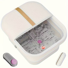 Foldable Heated Foot Spa Bath Temp Control, Bubbles, Massage Rollers, Portable