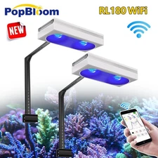 PopBloom 2PCS RL180 WiFi LED Reef Aquarium Light 48 for Saltwater Coral SPS LPS