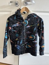 Hanna Andersson Kids Sherpa Lined Hoodie Jacket Space Print Size 8 / 130 cm
