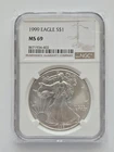 ⭐️1999 $1 1-oz American Silver Eagle NGC MS69 Brown Label