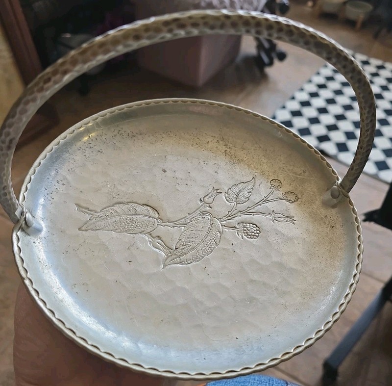 Vintage Wrought Farberware Hammered Aluminum Serving Tray With Handle