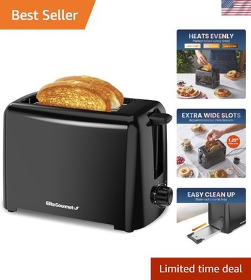 Cool Touch 2-Slice Toaster with 6 Settings & Extra Wide 1.25'' Slots - Black
