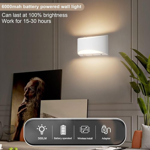 Aipsun Battery Operated LED Wall Sconce Set of Two, White - Picture 10 of 12