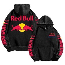 Retro RED BLACK Racing Washed Hoodie MotorGP World Champion Enthusiast