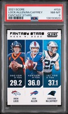 2021 Panini Score Fantasy Stars #FS9 Lock/Allen/Mccaffrey Fantasy Stars PSA 8