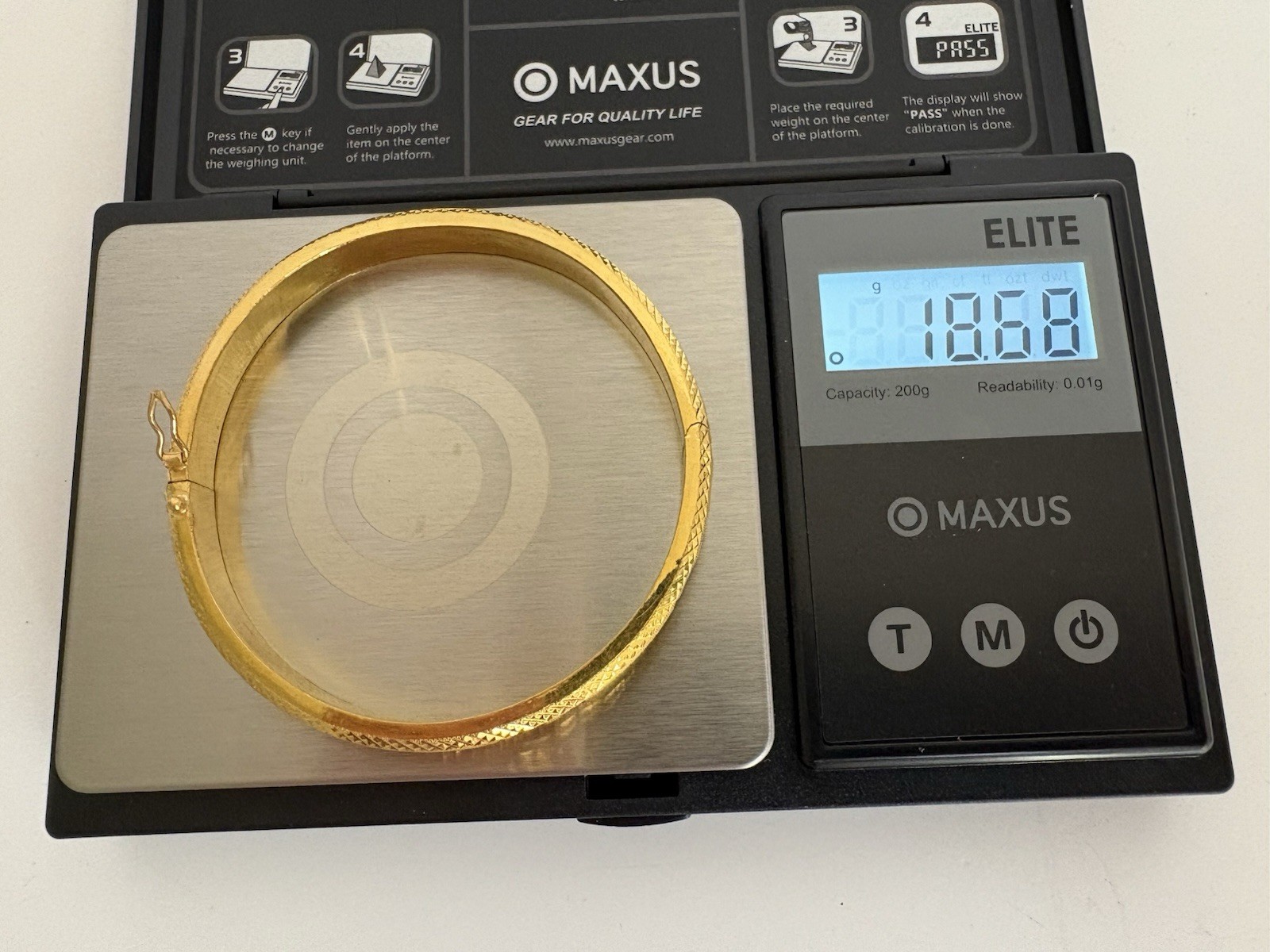 24K 999 Pure Solid Yellow Gold Hinged Bangle Brac… - image 7