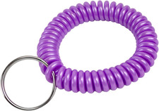 2  Spiral Wrist Coil with Steel Key Ring, Flexible Wrist Band Key Chain Bracelet