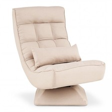 COSTWAY 4-Position Adjustable Floor Chair Padded Lounge Chair with Swivel Base