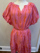 Umgee Women's  Bow Patterned Pink  Dress Size Large NWT