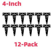Heavy Duty 4 Inch T Strap Hinges 12-Pack Black Gate Hinges for Barn Shed Door