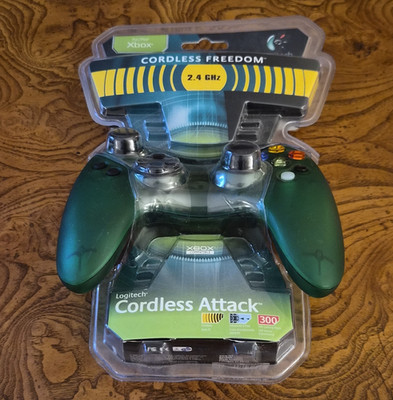 Logitech Cordless Attack Green 2.4GHz Wireless Xbox Controller 30ft Range