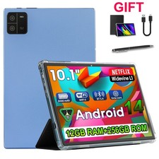 2025 New 10.1 in Android 14 Tablet 12GB RAM 256GB Octa-Core 1920 1200 8000mAh