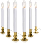 Electric Window Candle Lamp with Brass Plated Base, Dusk to Dawn Sensor | 6 Pack