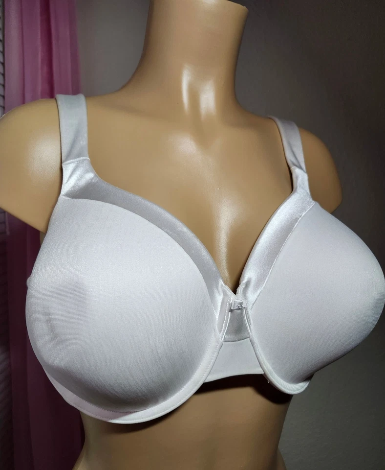 Vanity Fair Underwire Bra 40DD White Lined Satin Trim Adjustable Straps 76338 - Image 2 of 4