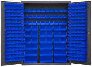 Durham SSC-227-NL-5295, Cabinet with 227 Blue Bins and Flush Doors, 60''x24''x78''