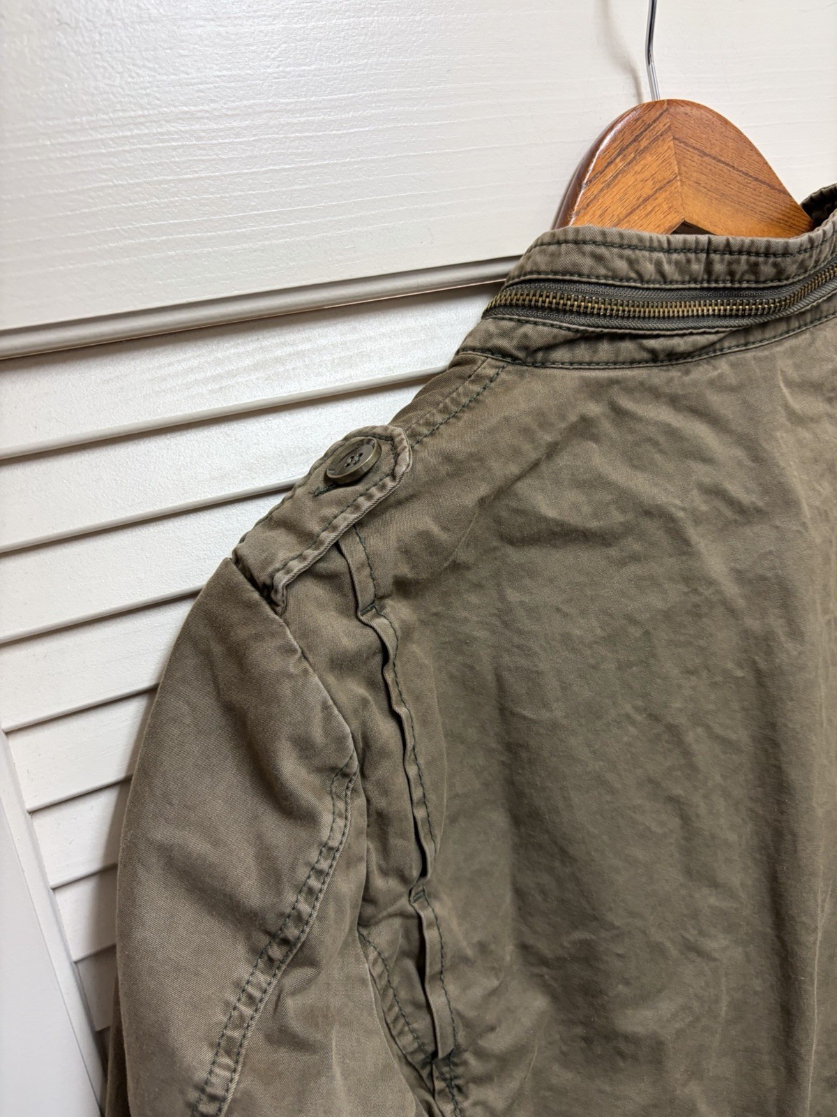 ZARA Basic Studded Military Utility Jacket Green … - image 7