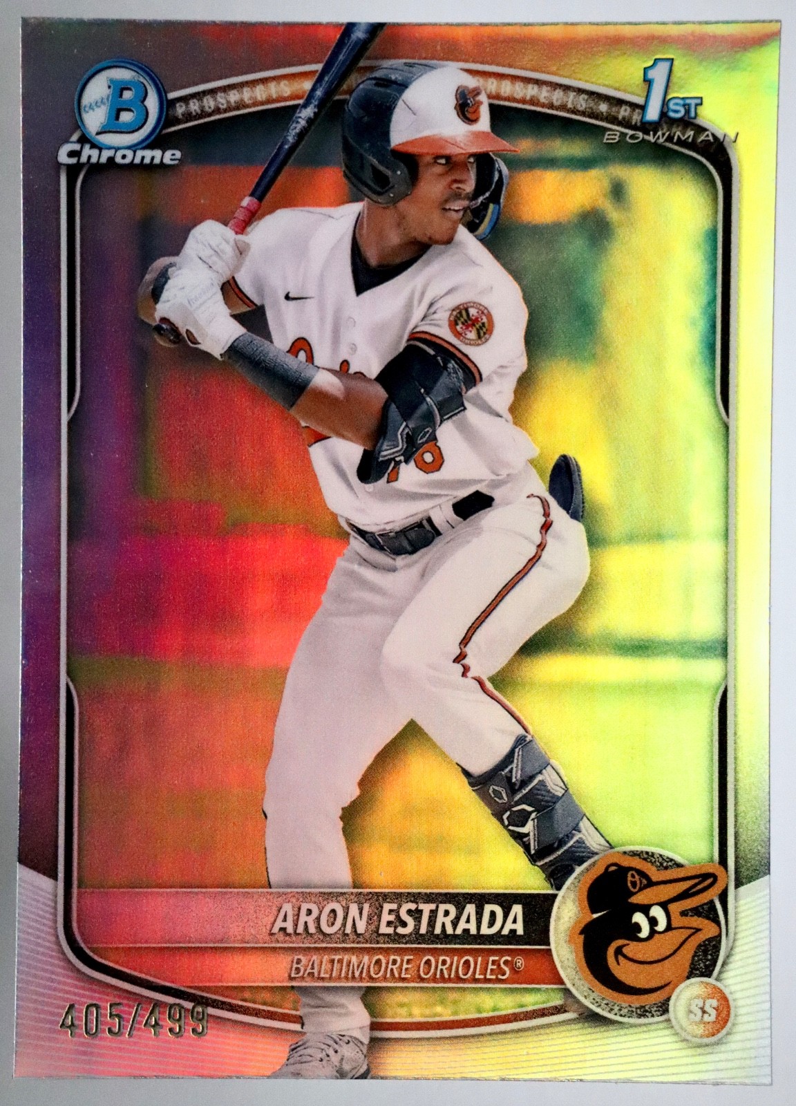 2025 Bowman Chrome 1st Bowman Aron Estrada Auto Refractor /499 Orioles SS