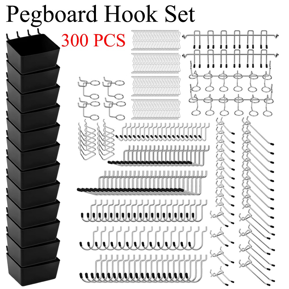 300-Piece Pegboard Hook Set, Pegboard Organizer Accessories for Hanging, Durable