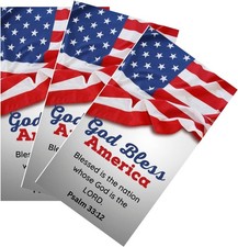 50 American Flag Prayer Cards – God Bless America Psalm 33:12 Made in USA