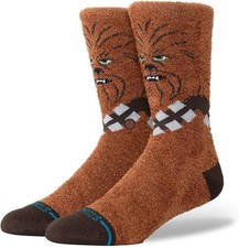 Stance Chewie Crew Socks Chewbacca Star Wars Brown Cosy Calf Socks - NEW