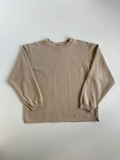 Nike Vintage Crewneck Sweatshirt Medium Mini Swoosh Beige Tan Khaki Retro Y2K