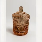 Vtg Windsor Pink Depression Glass  Block Jelly Jam Jar w/ Lid or Sugar Dish