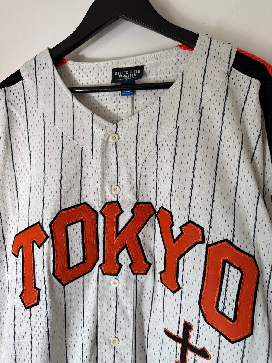 Ebbets Field Flannels Tokyo Giants Pinstripe Mesh Jersey - Size XL