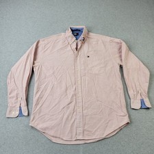 Tommy Hilfiger Shirt Mens Medium Red Striped Pocket Button Down