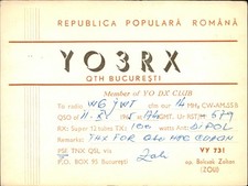 QSL radio card YO3RX 1965 Bucharest Romania USSR Fali Lines