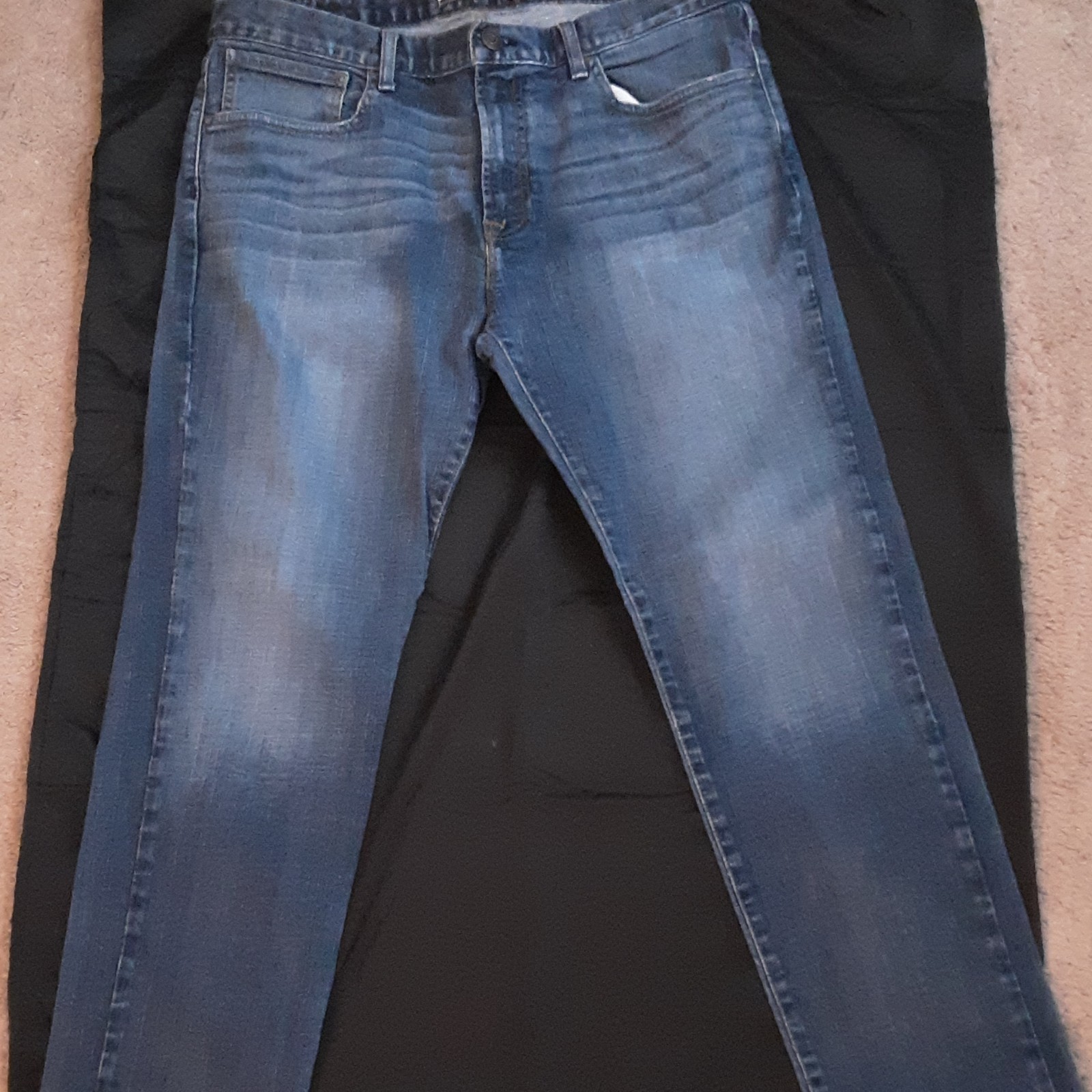 's Blue Medium Wash Denim Cotton Jeans 5-pocket Logo Button