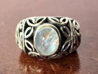 SAMUEL BENHAM BJC 925 Sterling Silver Vintage Moonstone Oxidized Ring Size 7