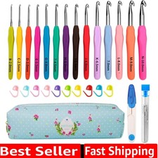 Crochet Hooks,14 Size Crochet Set 2mmB-10mmN, Ergonomic Crochet Hooks Set wit...
