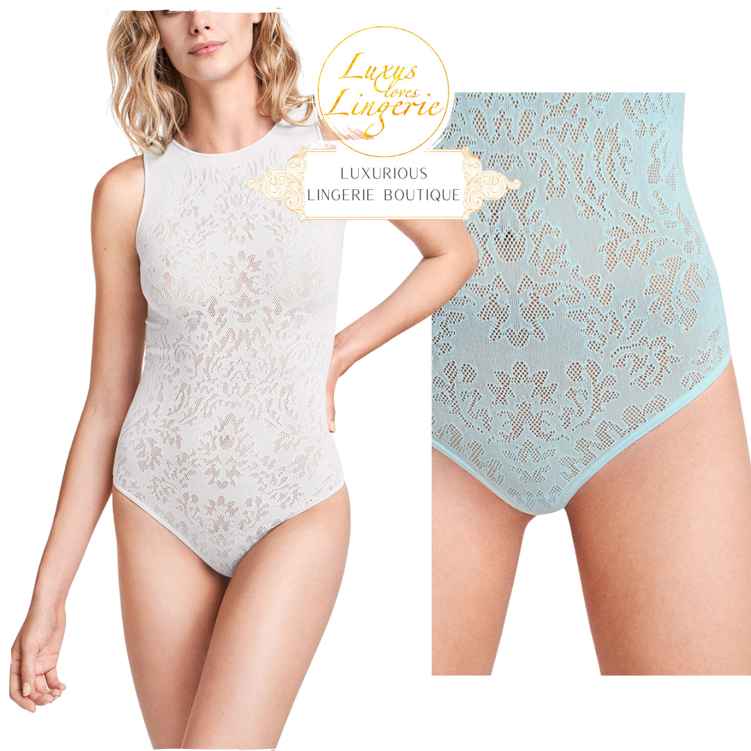 Isabella String Body by Wolford S White Floral Transparent Mesh Design