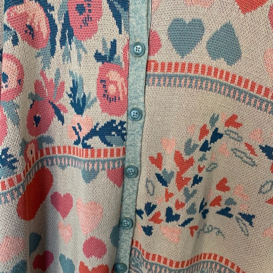 Cárdigan Suéter Largo Floral Coldwater Creek Patchwork Corazones Para Mujer 2X Foto 3 de 4