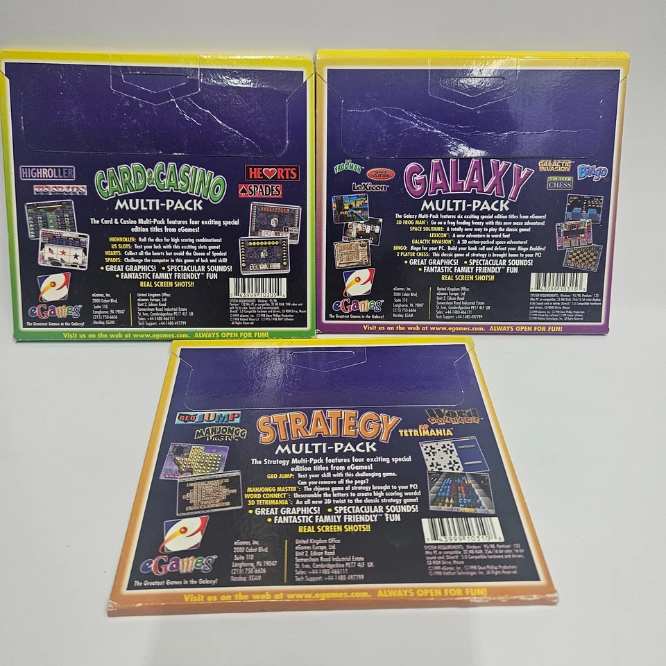 Set of 3 VTG eGames Multi-pack Windows 95/98 Card & Casino, Strategy, Galaxy New - Image 2 of 3
