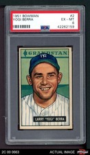1951 Bowman #2 Yogi Berra Yankees HOF MVPw PSA 6 - EX/MT