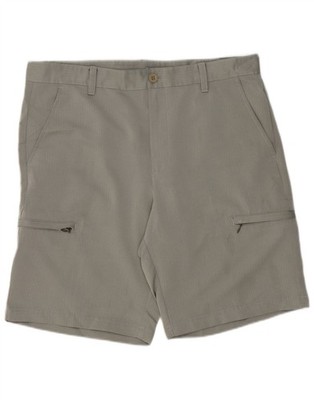 IZOD Herren Golf Cargo Shorts W36 Large grau Fischgrät Polyester BB03