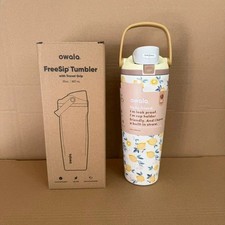 Owala FreeSip Sway 30oz Water Bottle Tumbler Lemon Pattern w/ Travel Grip Gift