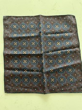 Ermenegildo Zegna Mens Geometric Printed Wool Pocket Square Navy Burgundy Gold