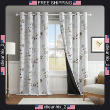 Blackout Curtains 52x84 Inches 2 Panels Floral Leaf Pattern for Bedroom